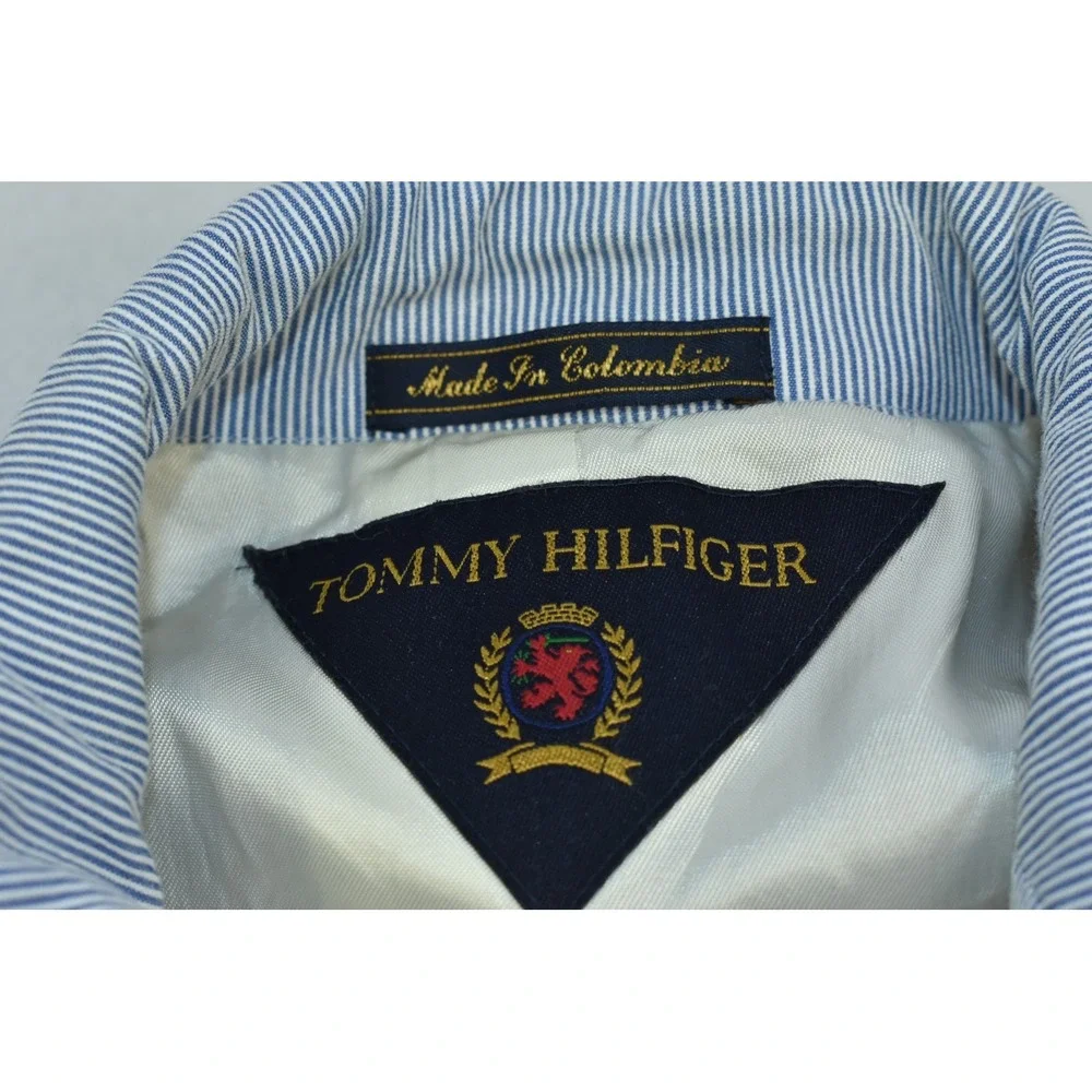 Tommy Hilfiger Men's Sport Coat Size 46R Seersucker Blue Blazer Striped Classic